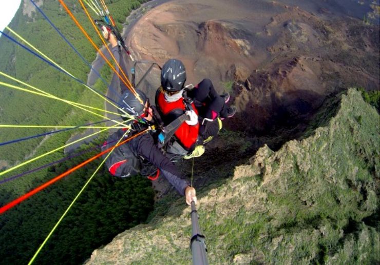 Paraglide over volcanic landscape of Guimar 